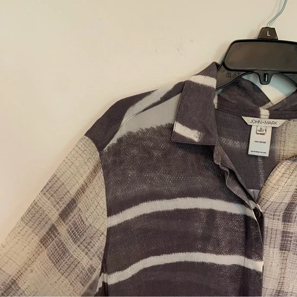 Women’s John Mark Viscose Abstract Tunic Shirt Dress Lagenlook Artsy Size Large - Picture 2 of 10